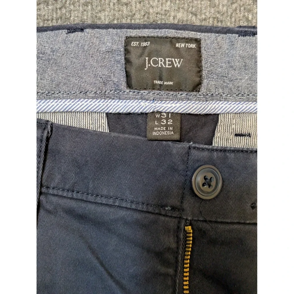 J. Crew Mens 31x32 Chino Pants Navy Blue 484 Slim Fit Stretch Cotton Trousers